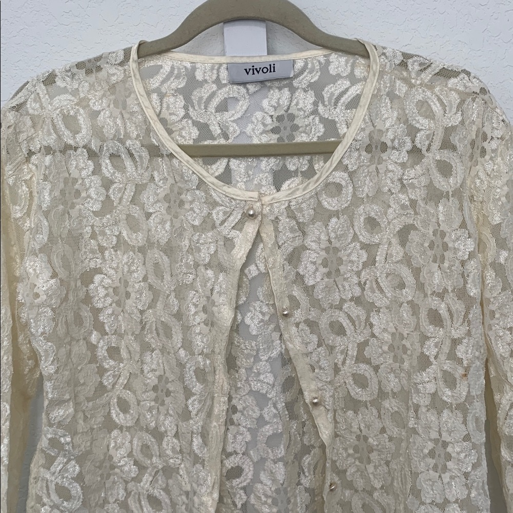 Vintage Vivoli Cream Lace Cardigan - Picture 3 of 7